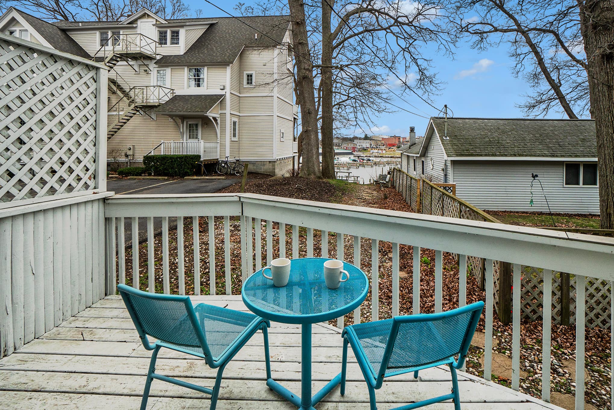 private deck overlooking marina