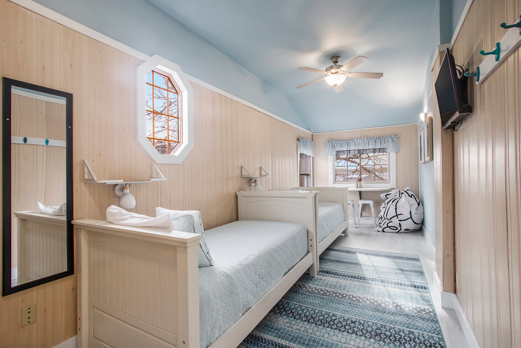 two twin beds and en suite bathroom