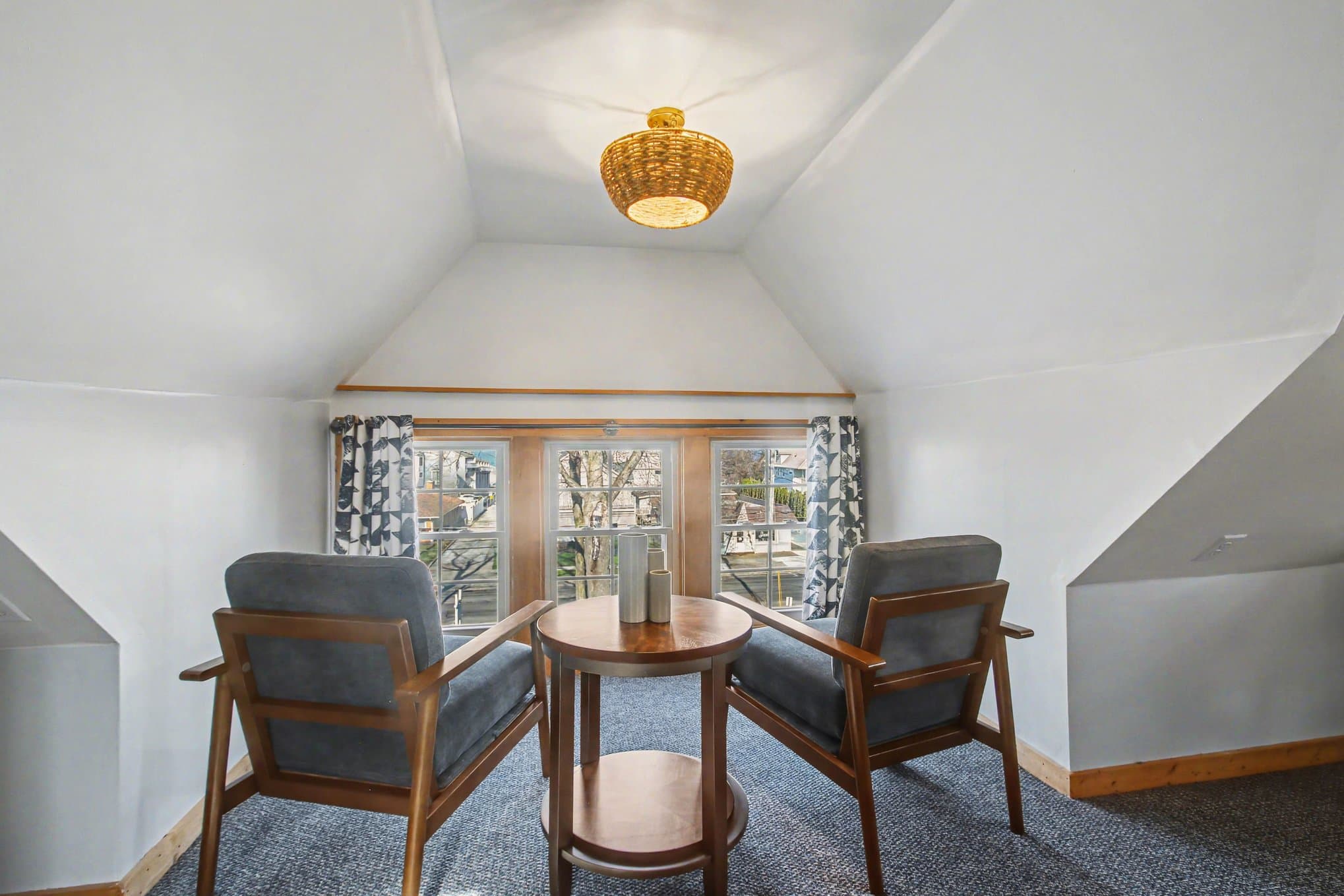 seating area overlooking lake