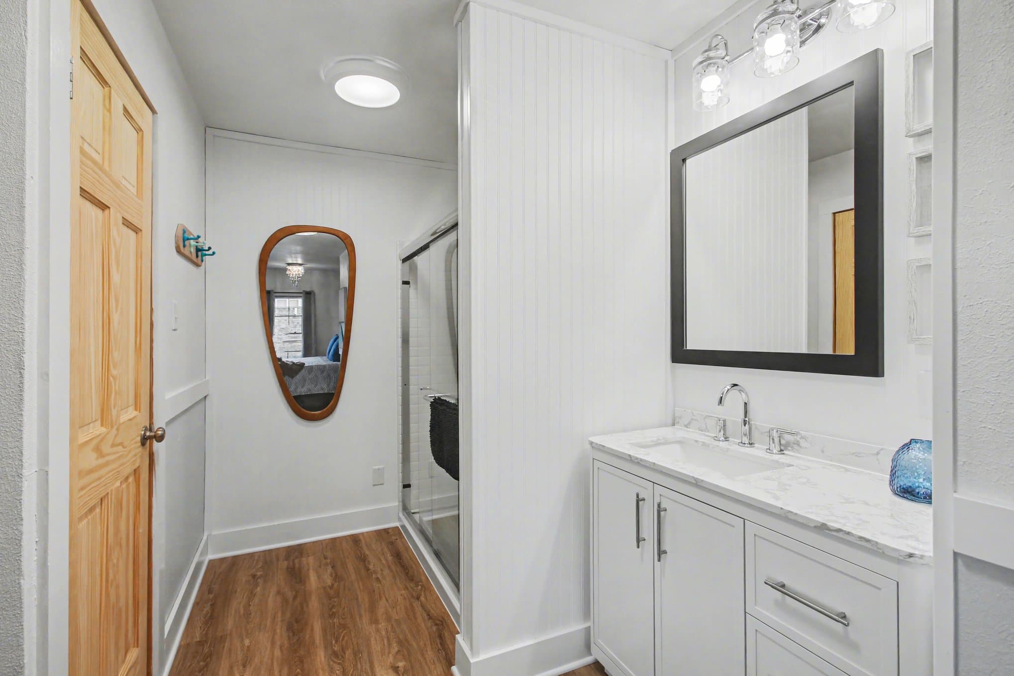 vanity and shower