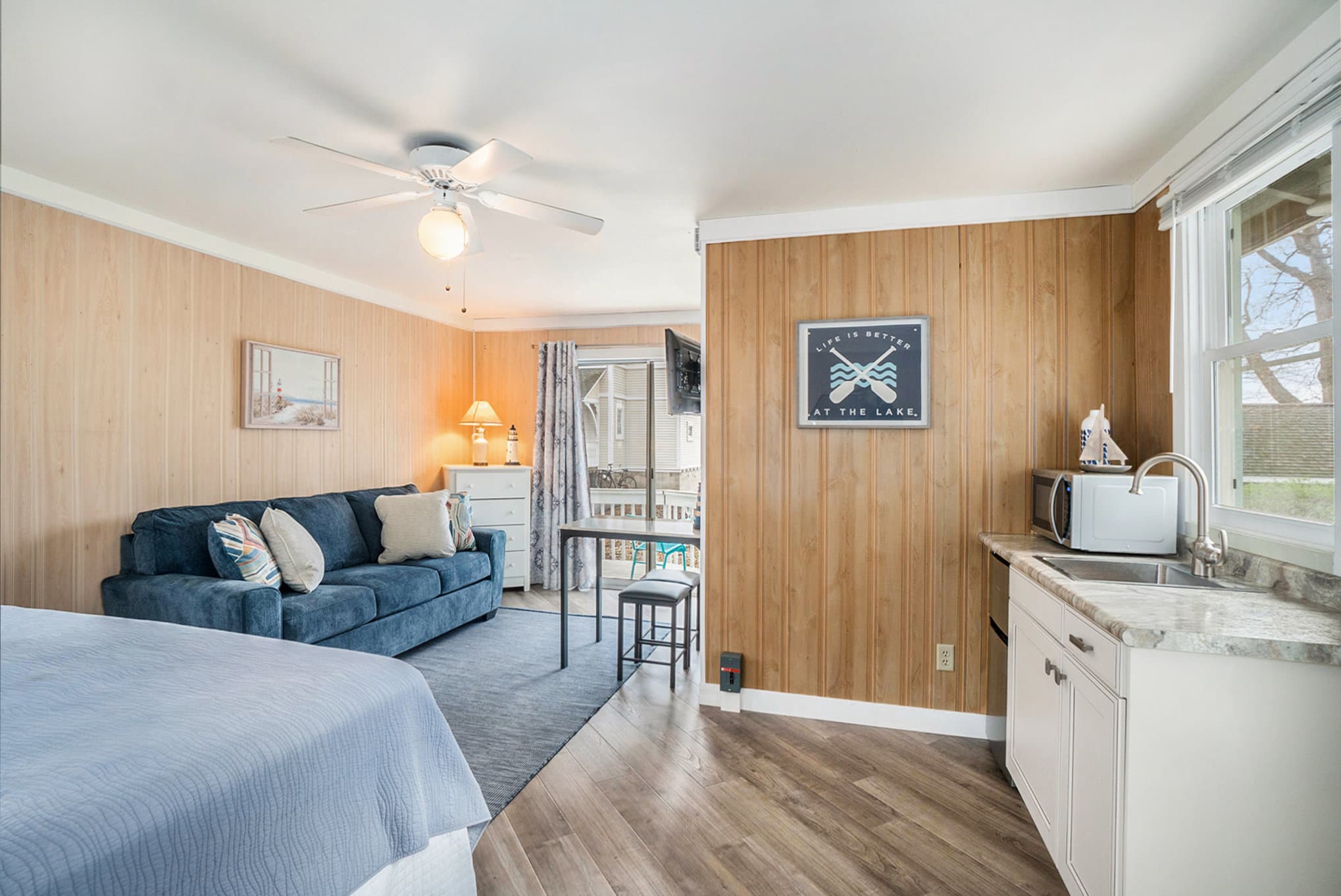 sleeper sofa, kitchenette