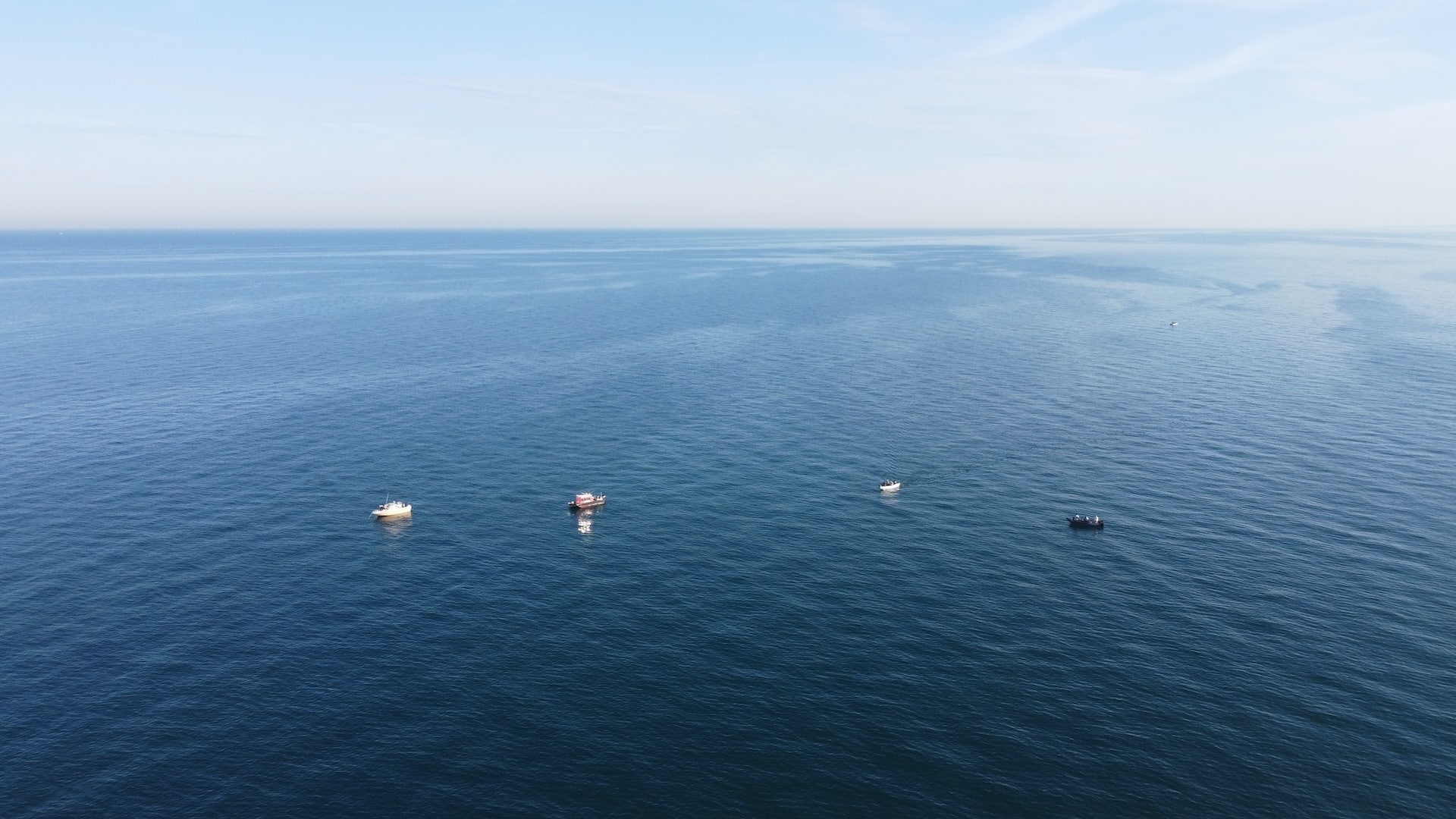 four boats seen on Lake Michigan